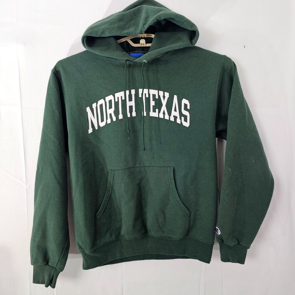 University North Texas UNT Champion Hoodie Sweatshirt Adult Small Green Pullover